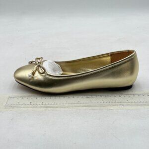 Gold Women’s Bowknots Pumps Studded Flats Pearl Chunky Low Heels Round Toe Shoes